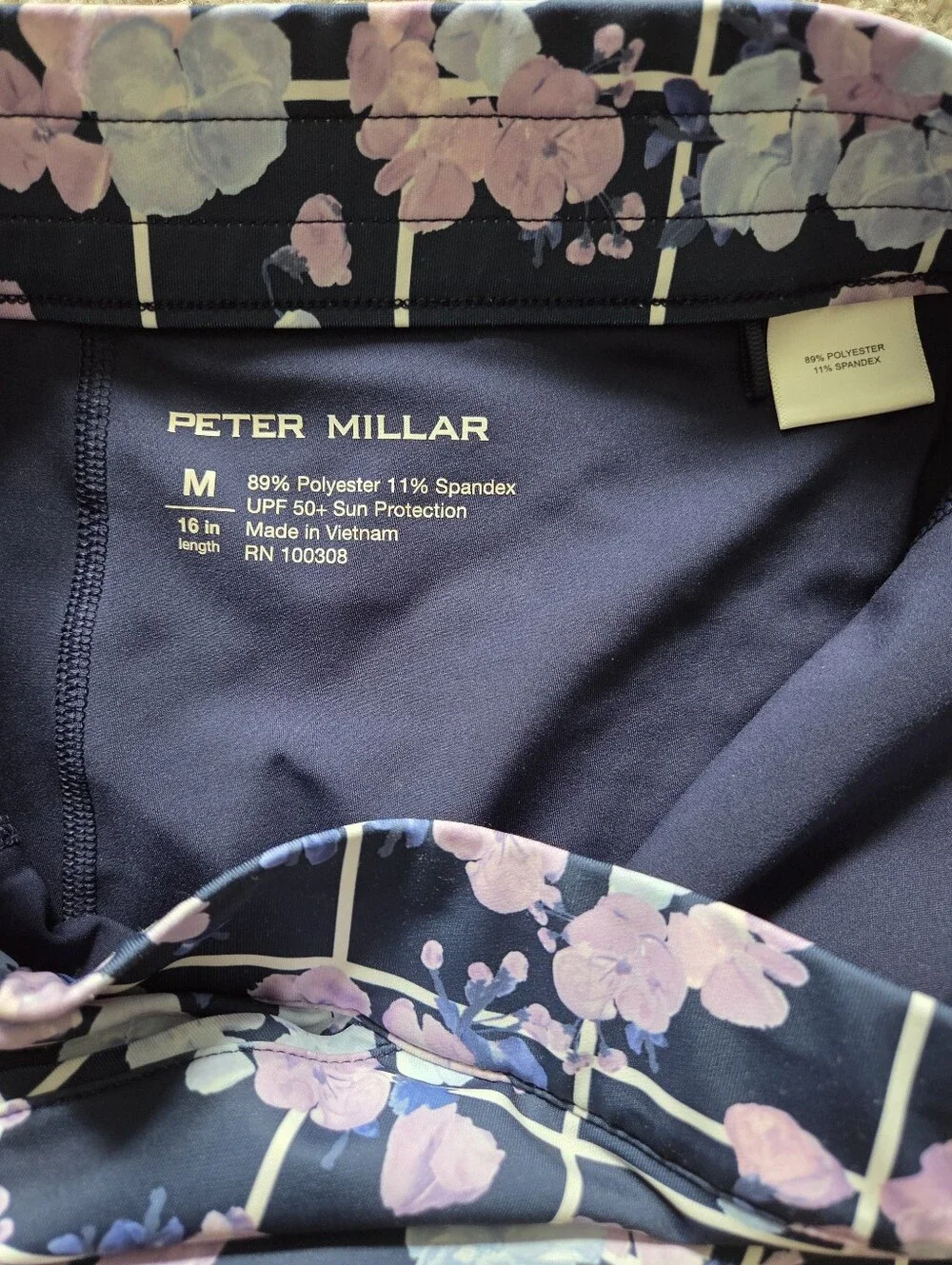 Peter Millar Alice Petal Hem Floral Golf Skirt Skort Medium Navy Pink UPF 50